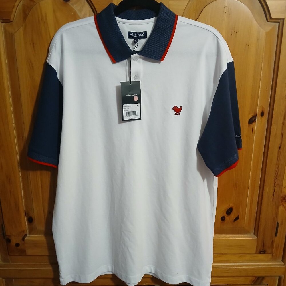 Bad Birdie Men's Pique Golf Polo USA Red/White/Blue Size Large New With Tags